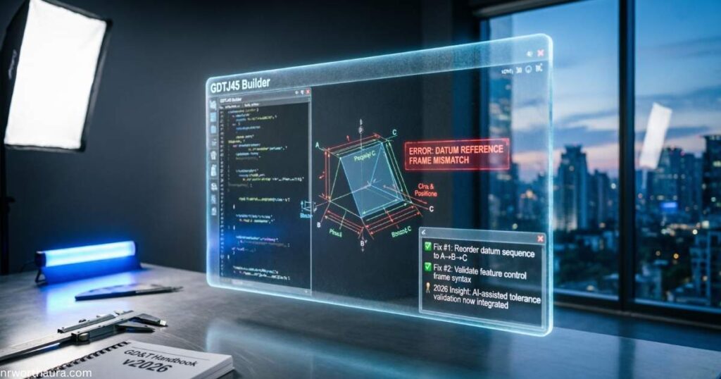 Developer fixing Software GDTJ45 Builder Problems on a screen with error logs.